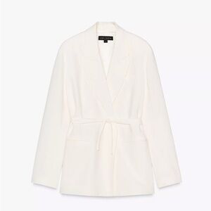 NWT Zara Cream White Linen Blend Women's Blazer